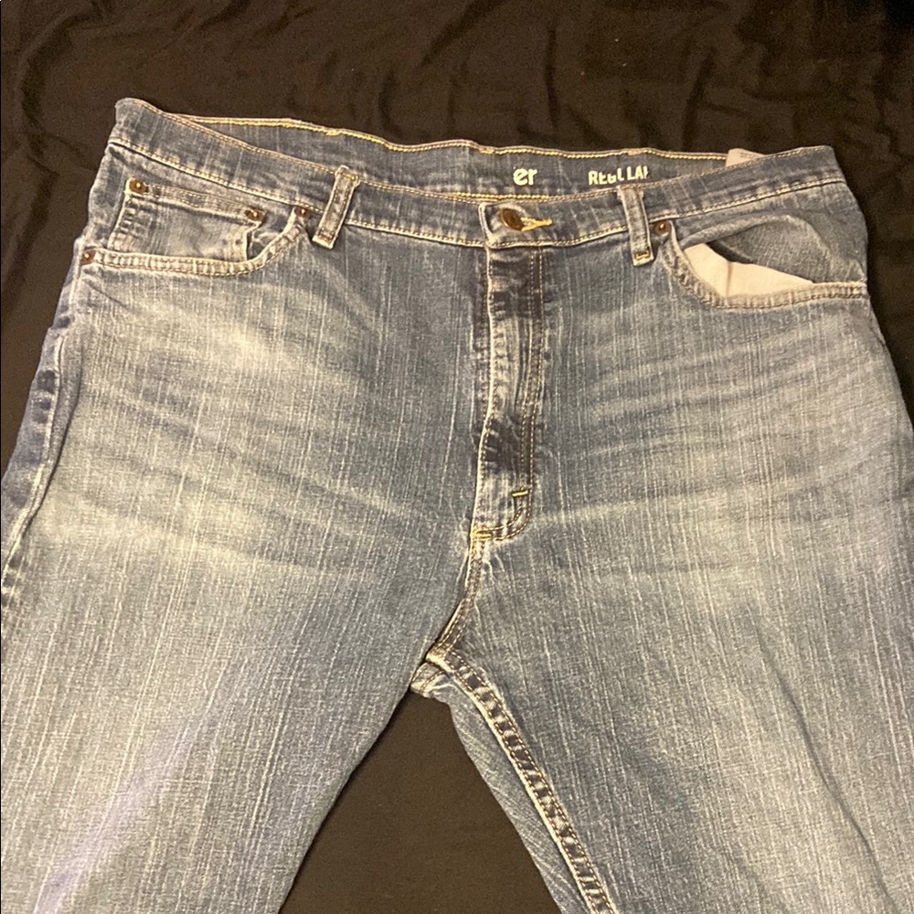 Blue Straight Jeans with Vintage Fading